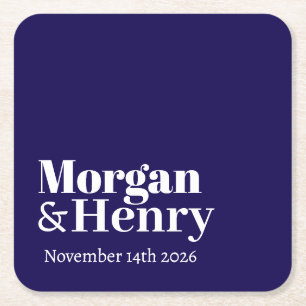 Personalized Custom Name Simple Modern Minimal Square Paper Coaster