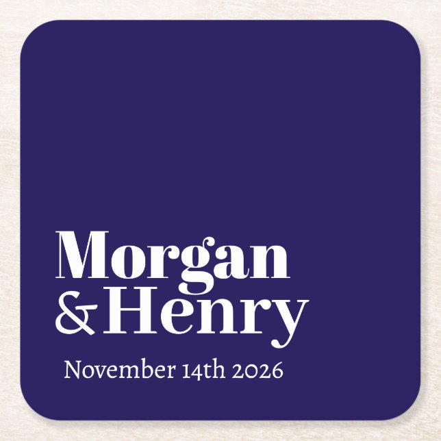 Personalized Custom Name Simple Modern Minimal  Square Paper Coaster (Front)