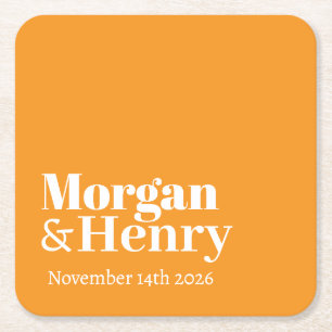 Personalized Custom Name Simple Modern Minimal Square Paper Coaster