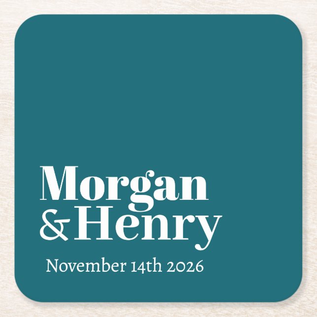 Personalized Custom Name Simple Modern Minimal  Square Paper Coaster (Front)