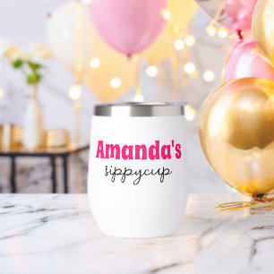 Personalized Custom Name Sippy Cup Wine Tumbler