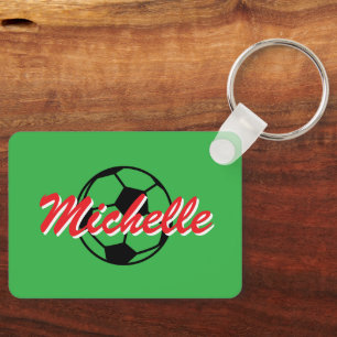Personalized custom name soccer ball keychain
