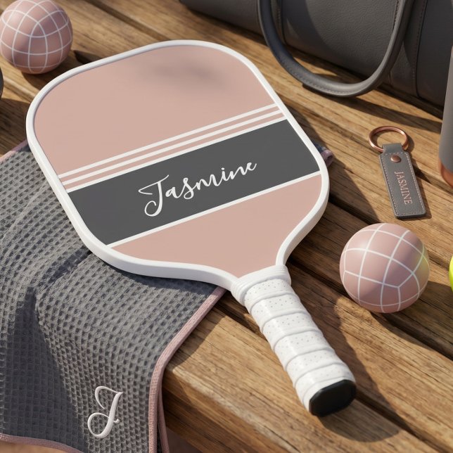 Personalized Custom Name Soft Coral Grey Pickleball Paddle (Creator Uploaded)