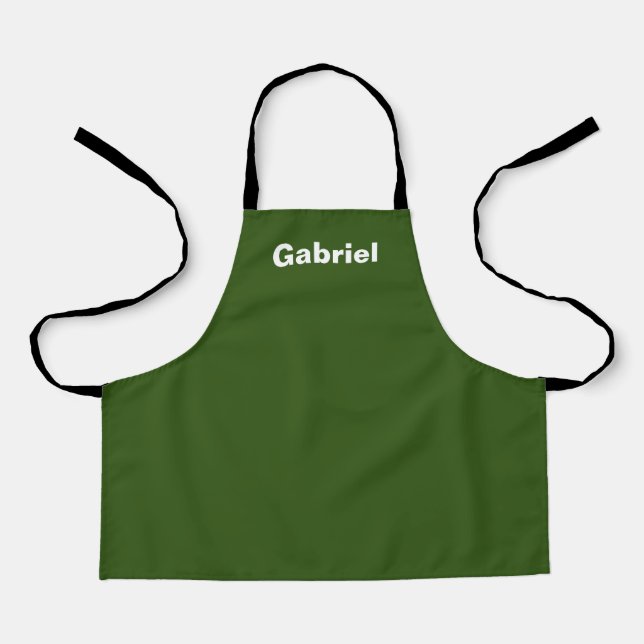 Personalized Custom Name Solid Colour Forest Green Apron (Front)