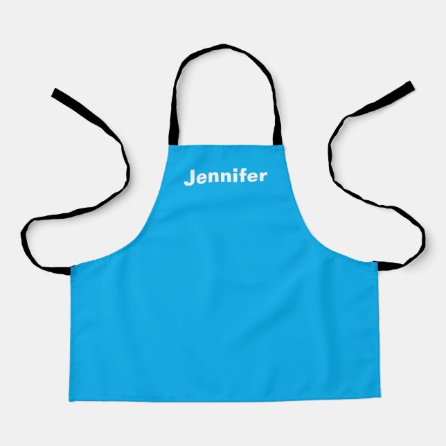 Personalized Custom Name Solid Colour Sky Blue Apron (Front)