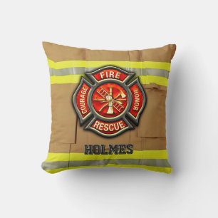 Personalized Custom Name Strong Firefighter Throw Pillow