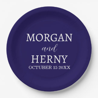 Personalized Custom Name Stylish Minimal Wedding Paper Plate