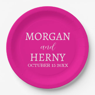 Personalized Custom Name Stylish Minimal Wedding Paper Plate