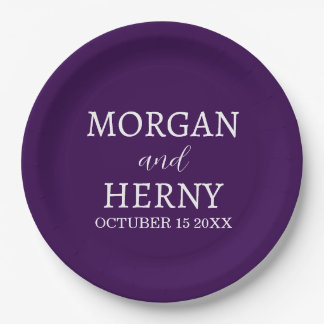 Personalized Custom Name Stylish Minimal Wedding Paper Plate