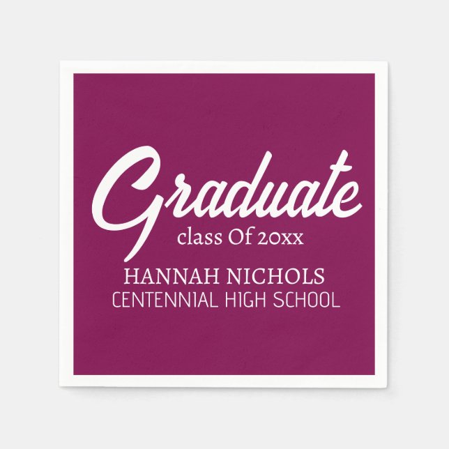 Personalized Custom Name Stylish Modern Graduation Napkin (Front)