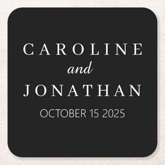 Personalized Custom Name Stylish Modern Script. Square Paper Coaster (Front)