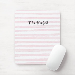 Personalized Custom Name Teacher Pink Lines Mouse Pad
