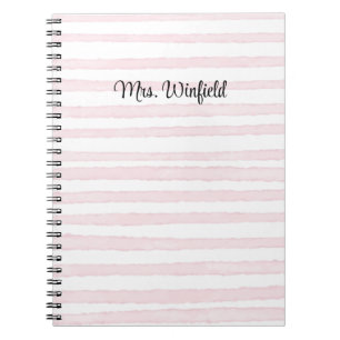 Personalized Custom Name Teacher Pink Lines Notebook