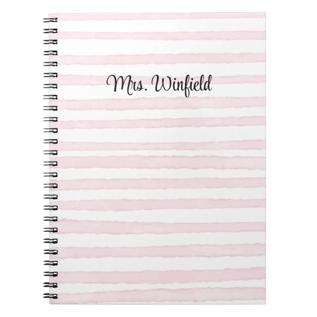 Personalized Custom Name Teacher Pink Lines Notebook (Front)