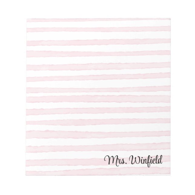 Personalized Custom Name Teacher Pink Lines Notepad (Front)