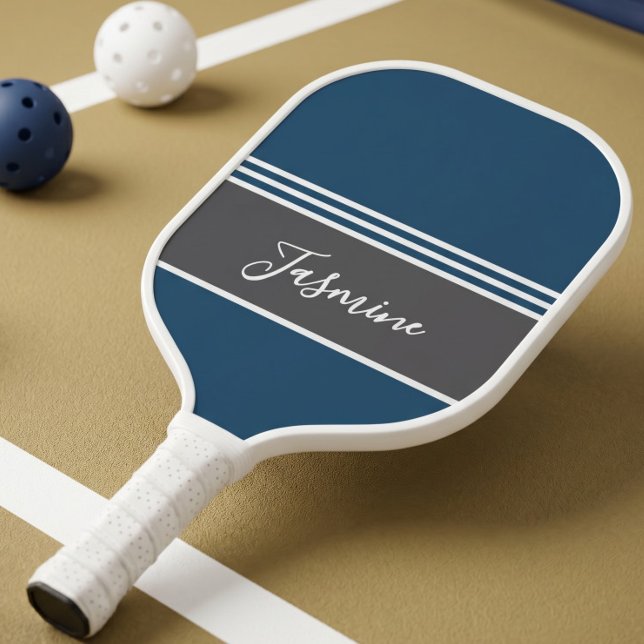 Personalized Custom Name Teal Blue Grey Pickleball Paddle (Creator Uploaded)