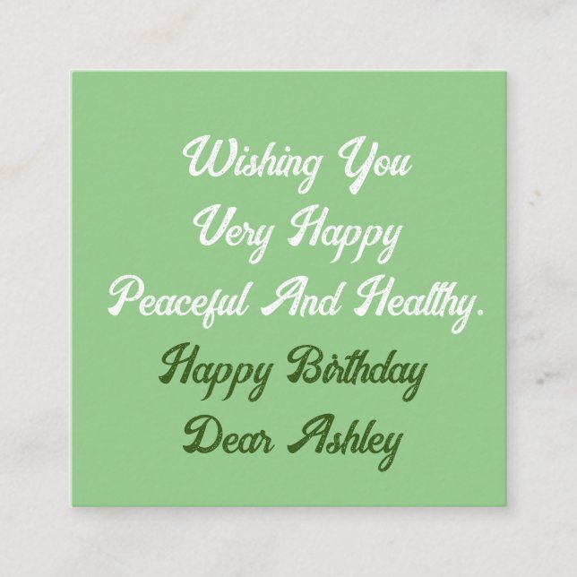 Personalized Custom Name Text Photo Happy Birthday Enclosure Card (Front)