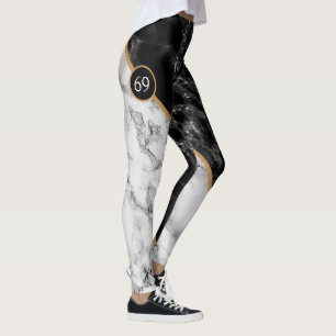 Personalized Custom Number Marble Leggings