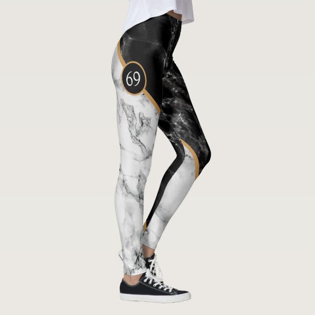 Personalized Custom Number Marble Leggings (Right)