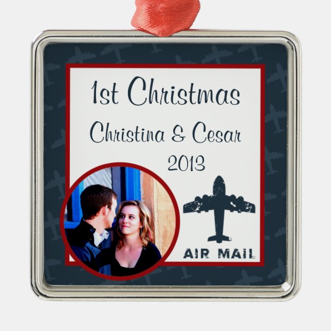 Personalized Custom Ornament Airplane Flight  Blue (Front)