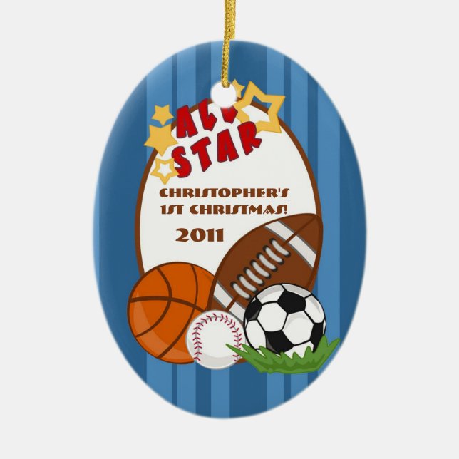 Personalized Custom Ornament All Star Blue (Front)