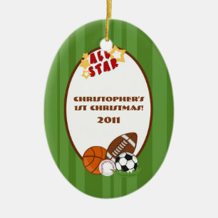 Personalized Custom Ornament All Star Green