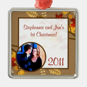 Personalized Custom Ornament Autumn Branch Leaves