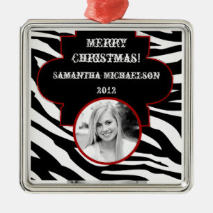Personalized Custom Ornament Black and White Zebra