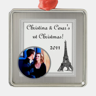 Personalized Custom Ornament Black Eiffel Tower