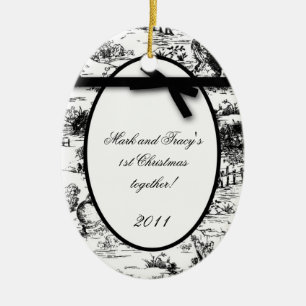 Personalized Custom Ornament Black  White Toile