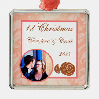 Personalized Custom Ornament Brown Rose on Pink Fl