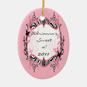 Personalized Custom Ornament Butterfly Zebra Print