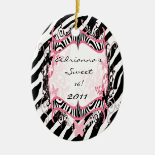 Personalized Custom Ornament Butterfly Zebra Print