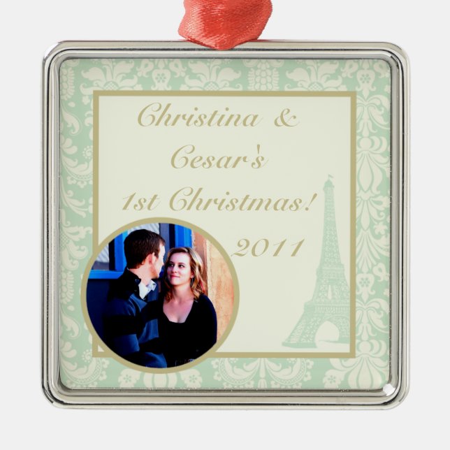 Personalized Custom Ornament Damask Paris (Front)