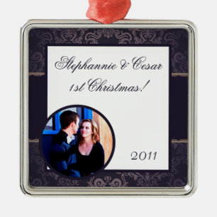 Personalized Custom Ornament Deep Purple Damask