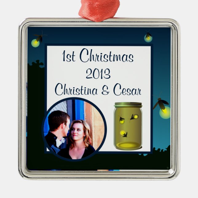 Personalized Custom Ornament Fireflies and Mason (Front)