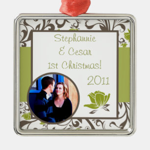 Personalized Custom Ornament Green Floral/Branches