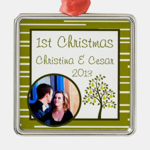 Personalized Custom Ornament Green Pear Fruit Stri