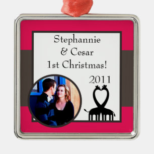 Personalized Custom Ornament Hot Pink/Black Giraff