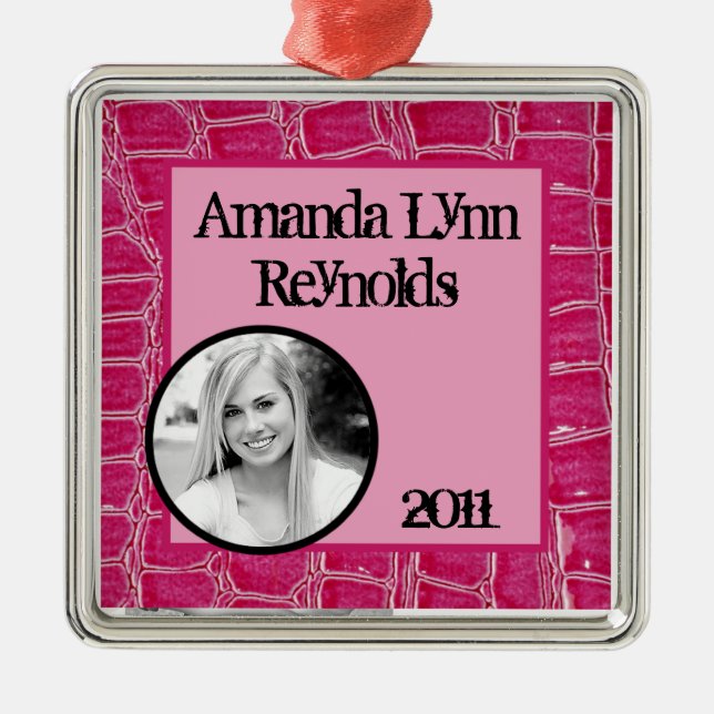 Personalized Custom Ornament Hot Pink Croc Faux (Front)