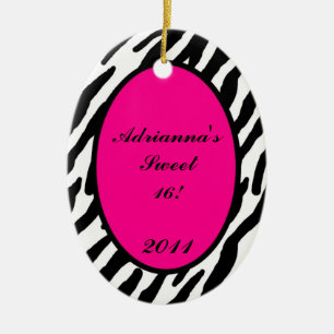Personalized Custom Ornament Hot Pink Zebra Print