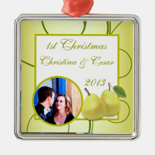 Personalized Custom Ornament Lime Green Pear Swirl
