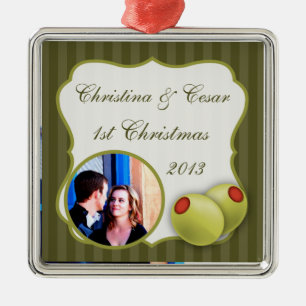 Personalized Custom Ornament Martini Olives Green