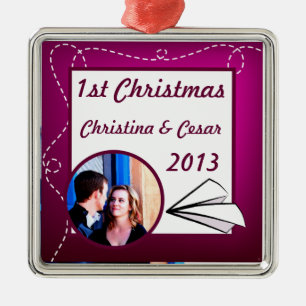 Personalized Custom Ornament Paper Plane Purple Lo