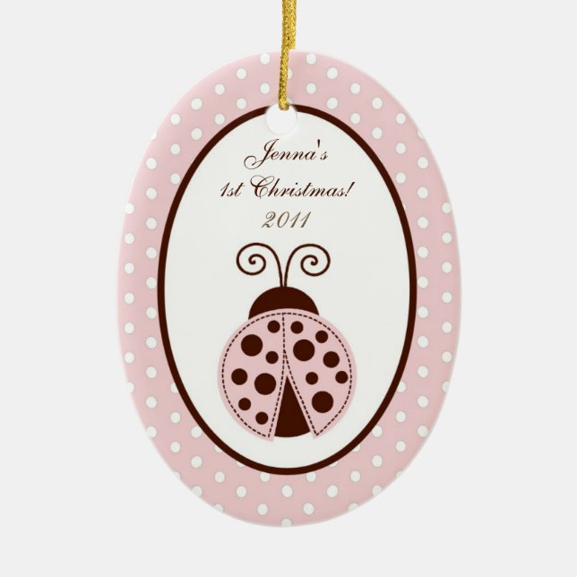 Personalized Custom Ornament Pink Ladybug (Front)
