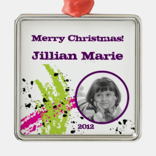 Personalized Custom Ornament Pink Lime Green Paint
