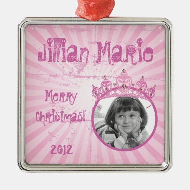 Personalized Custom Ornament Pink Princess Crown (Front)