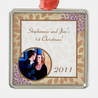 Personalized Custom Ornament Purple / Green Floral
