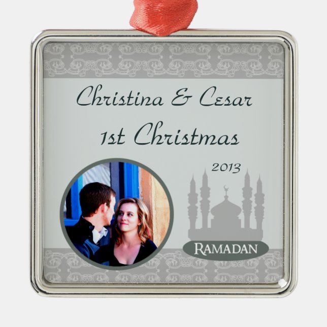 Personalized Custom Ornament Soft Blue Islamic Ram (Front)