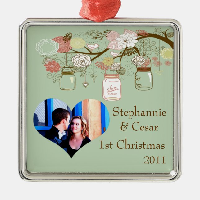 Personalized Custom Ornament Spring Floral Mason (Front)